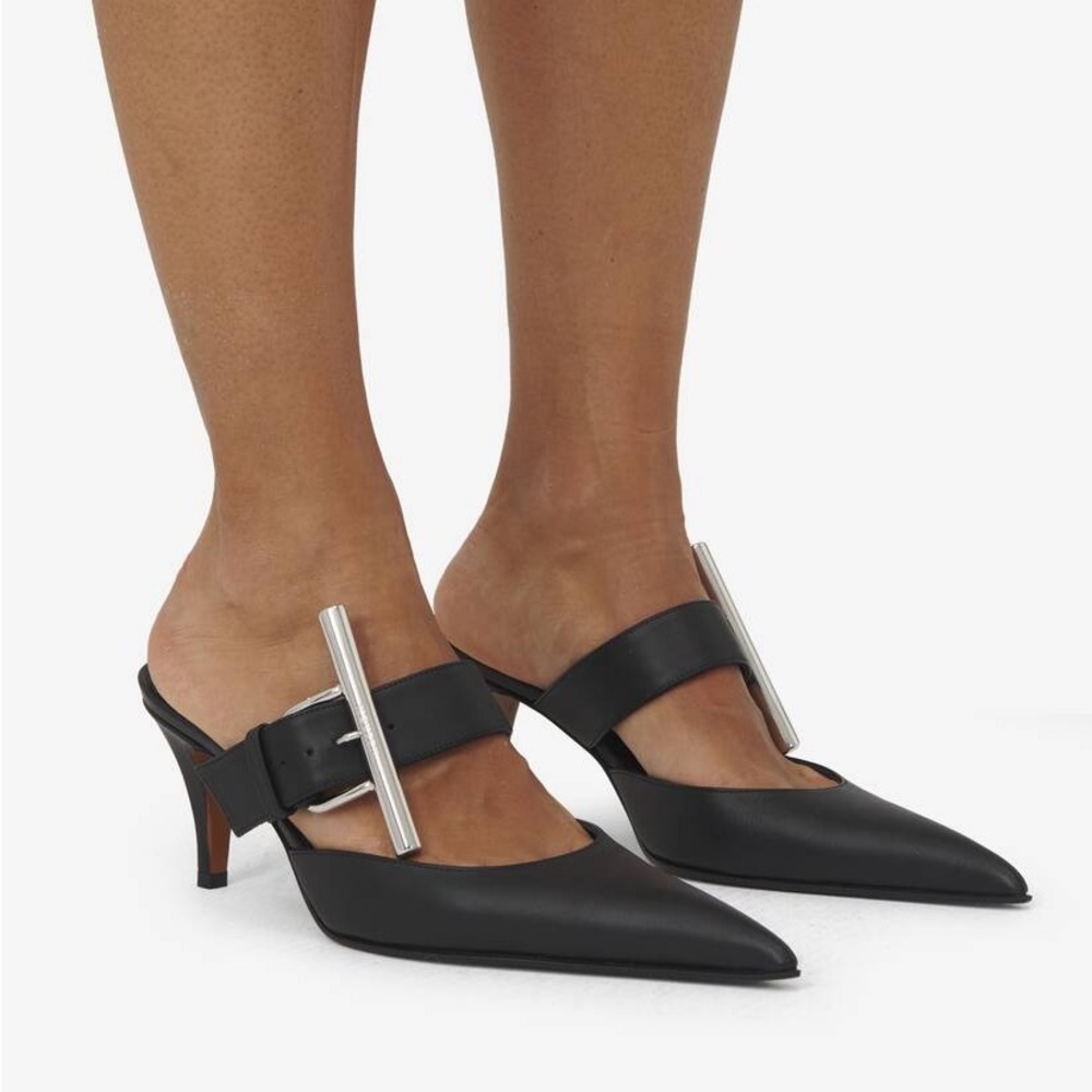 New Alexander McQueen Birdee T-Bar Leather Mules Heels - Picture 7 of 14